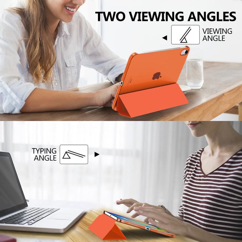 MoKo غطاء لجهاز iPad (A16) الجيل 11 بحجم 11 بوصة 2025، غطاء لجهاز iPad الجيل 10 بحجم 10.9 بوصة 2022، غطاء ذكي رقيق مع ظهر شفاف من PC، يدعم Touch ID، استيقاظ/نوم تلقائي، برتقالي - Image 5